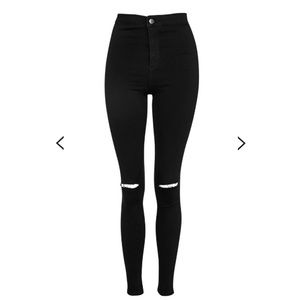 Topshop Black Joni Ripped Jeans Size 26